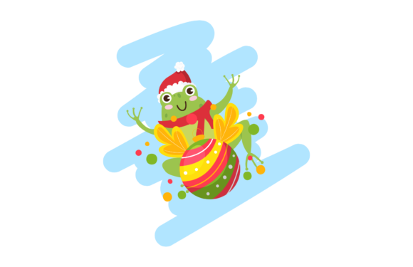Christmas Animal Frog Cute Illustration for Branding and Design
