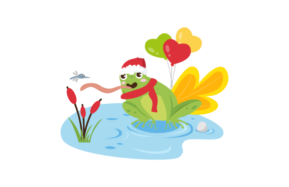 Christmas Animal Gift Frog Illustration for Blog and Website Design