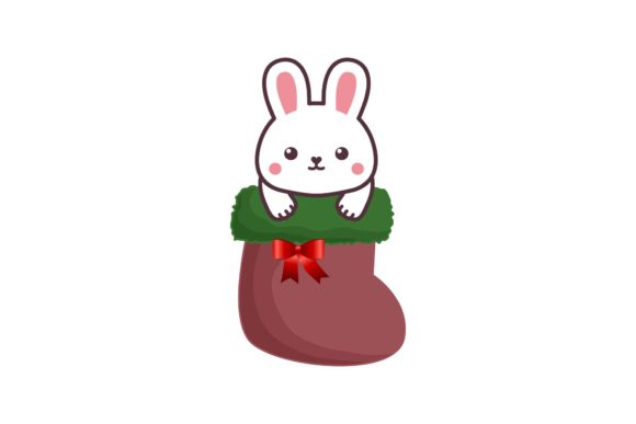 Christmas Animal in Sock Isolated Illustration for Branding