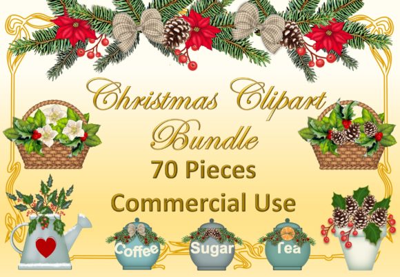 Christmas Clipart Bundle 70 Pieces for Illustrations