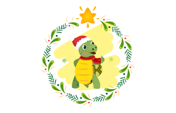 Christmas Cute Turtle Cartoon Design Illustrations