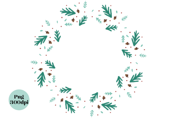 Christmas Frame - Pine Leaves Illustration for Local Branding