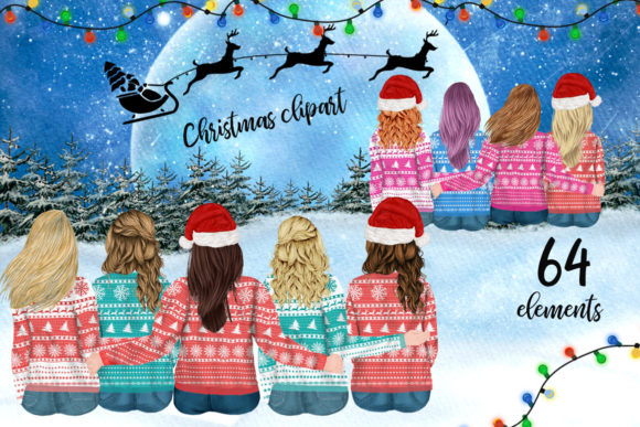 Christmas Girls Clipart Christmas Bundle Review for Illustrations