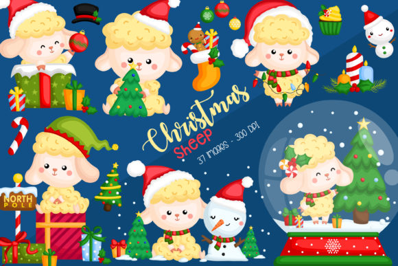 Christmas Sheep Clipart for Festive Illustrations