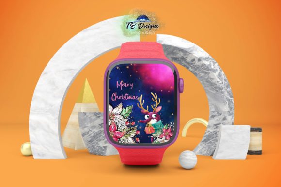 Christmas Watch Face Illustration for Digital Products