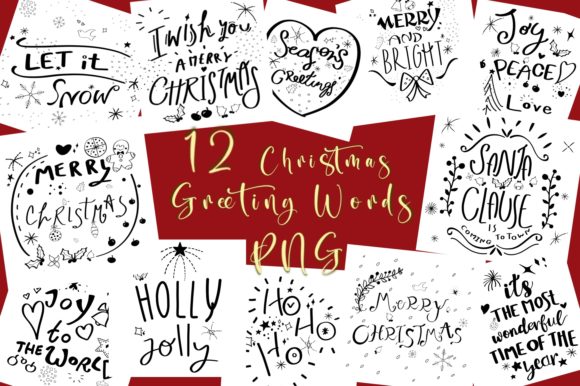Christmas Words Art, Hand Lettering Illustrations