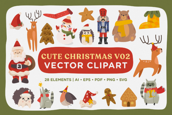 Cute Christmas Vector Clipart Pack 2 for Illustrations