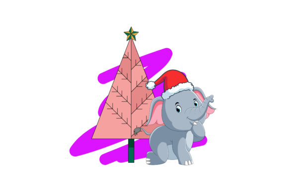 Cute Elephant Illustration Christmas Art for Blog and Website Design