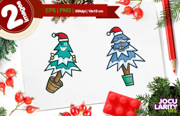 Cute Green Christmas Tree Cartoon Vector Illustration