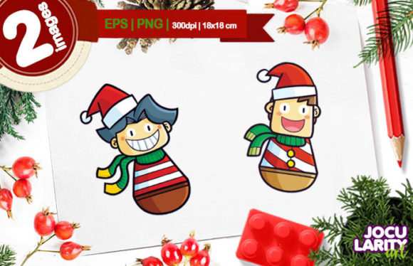 Cute Male Christmas Doll Cartoon Vector Illustrations