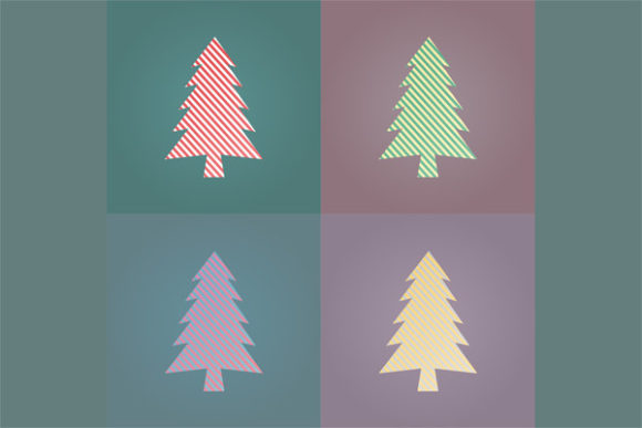 Four-color Christmas Tree Vector for Illustrations
