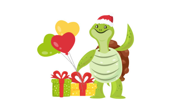 Happy Holiday Christmas Turtle Design Illustrations