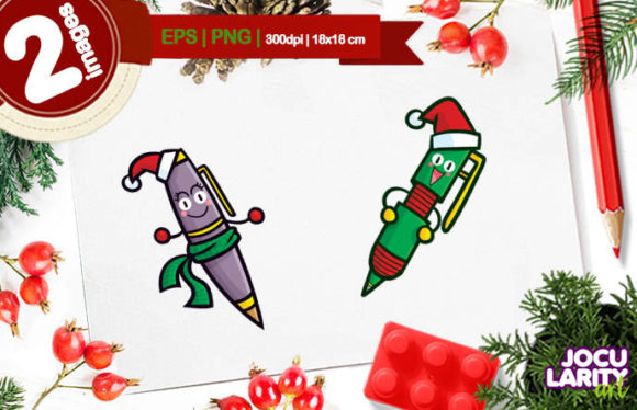 Kawaii Christmas Pen Cartoon Vector Review
