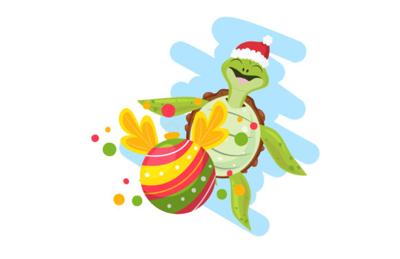 Merry Christmas Cute Turtle Pet Illustration