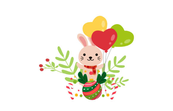 Rabbit Christmas Animal Illustration for Commercial Use