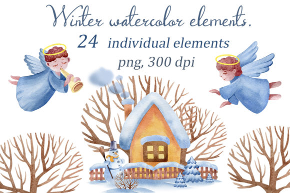 Set of Christmas Individual Items Illustrations