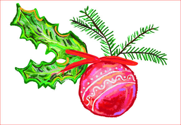 Watercolor Christmas Ball PNG for Illustrations
