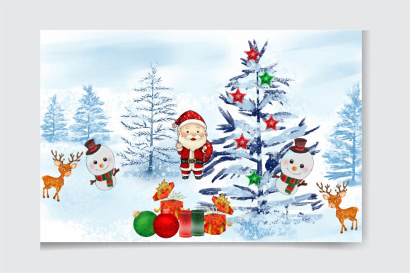 Watercolor Christmas Winter Celebration Illustrations