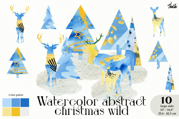 Watercolor Christmas Woodland Deer Illustration