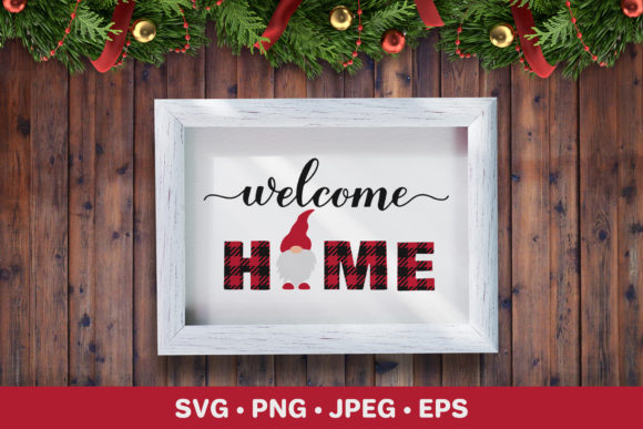 Welcome Home Sign. Christmas Gnome Illustration
